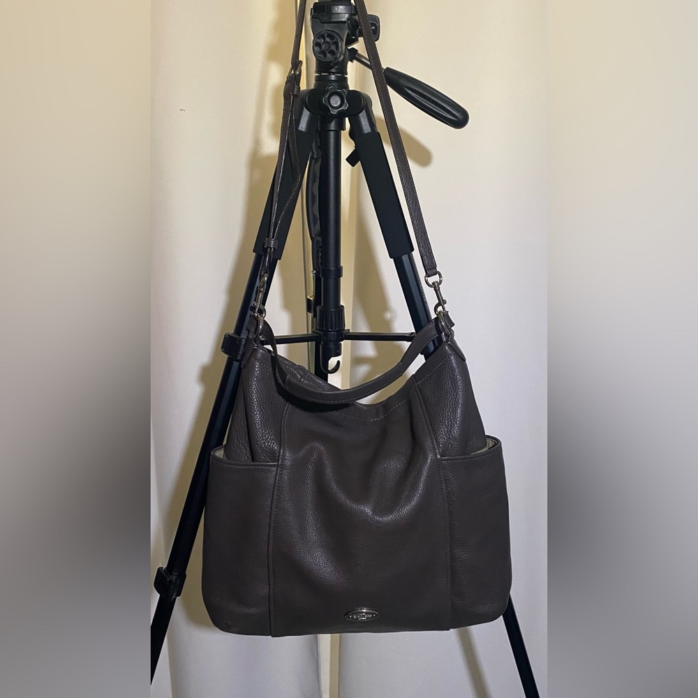 Coach Convertible Parker Brown/Grey Leather Hobo - Picture 2 of 13